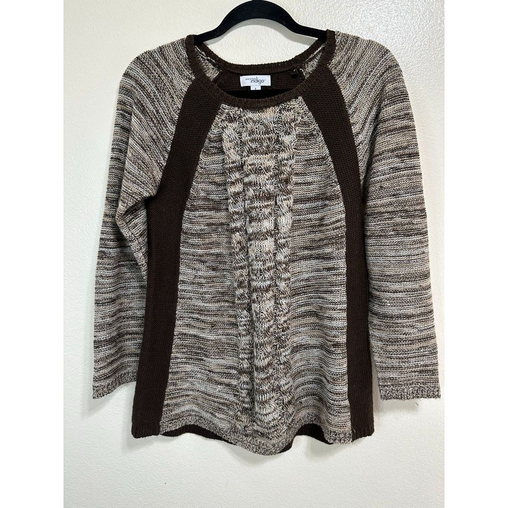 Great Northwest Indigo BOHO Brown Cable Knit Sweater Size S
